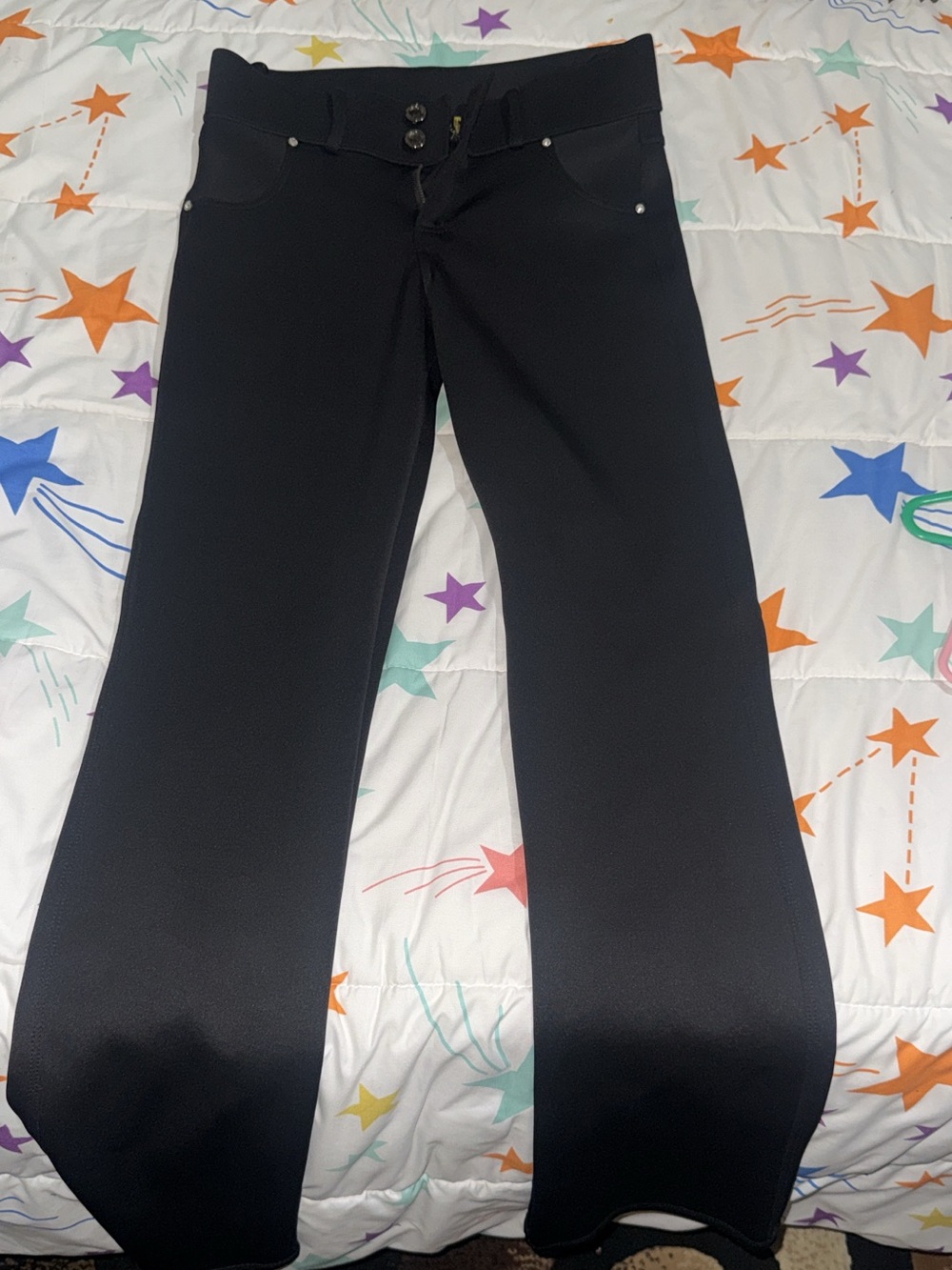 Straight-Leg Black Women's Pants with Stirrup Detail